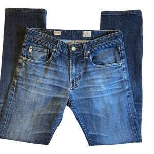 Adriano Goldschmeid Matchbox Slim Straight Jeans Medium Blue Wash Size 31x30